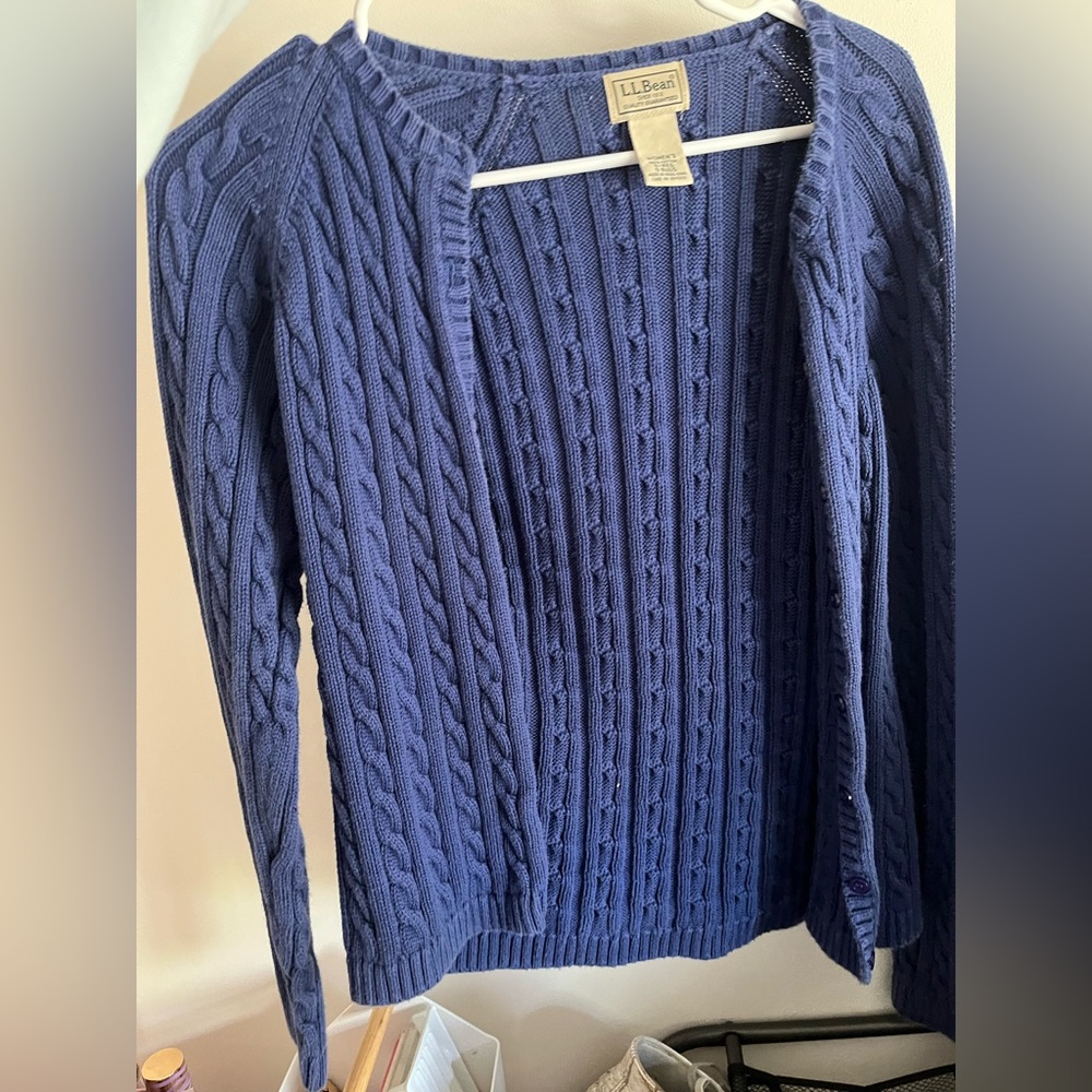 L.L. BEAN Retro Purple Knit Cardigan